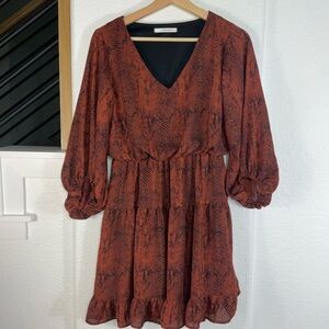 Caramela Animal Print v neck Mini Dress